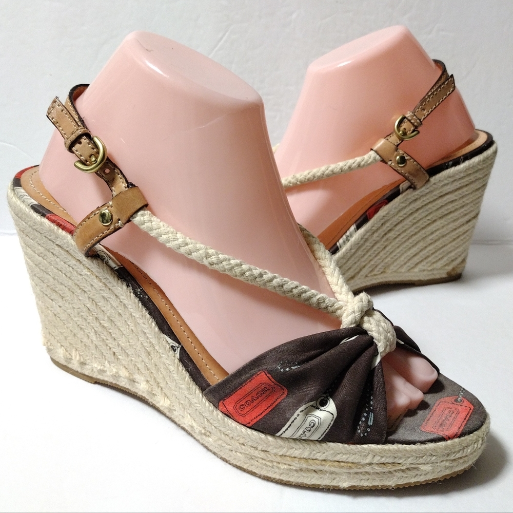 Coach Catalina Women's Espadrille wedge Multi-Color Slingback Sandals Size 9